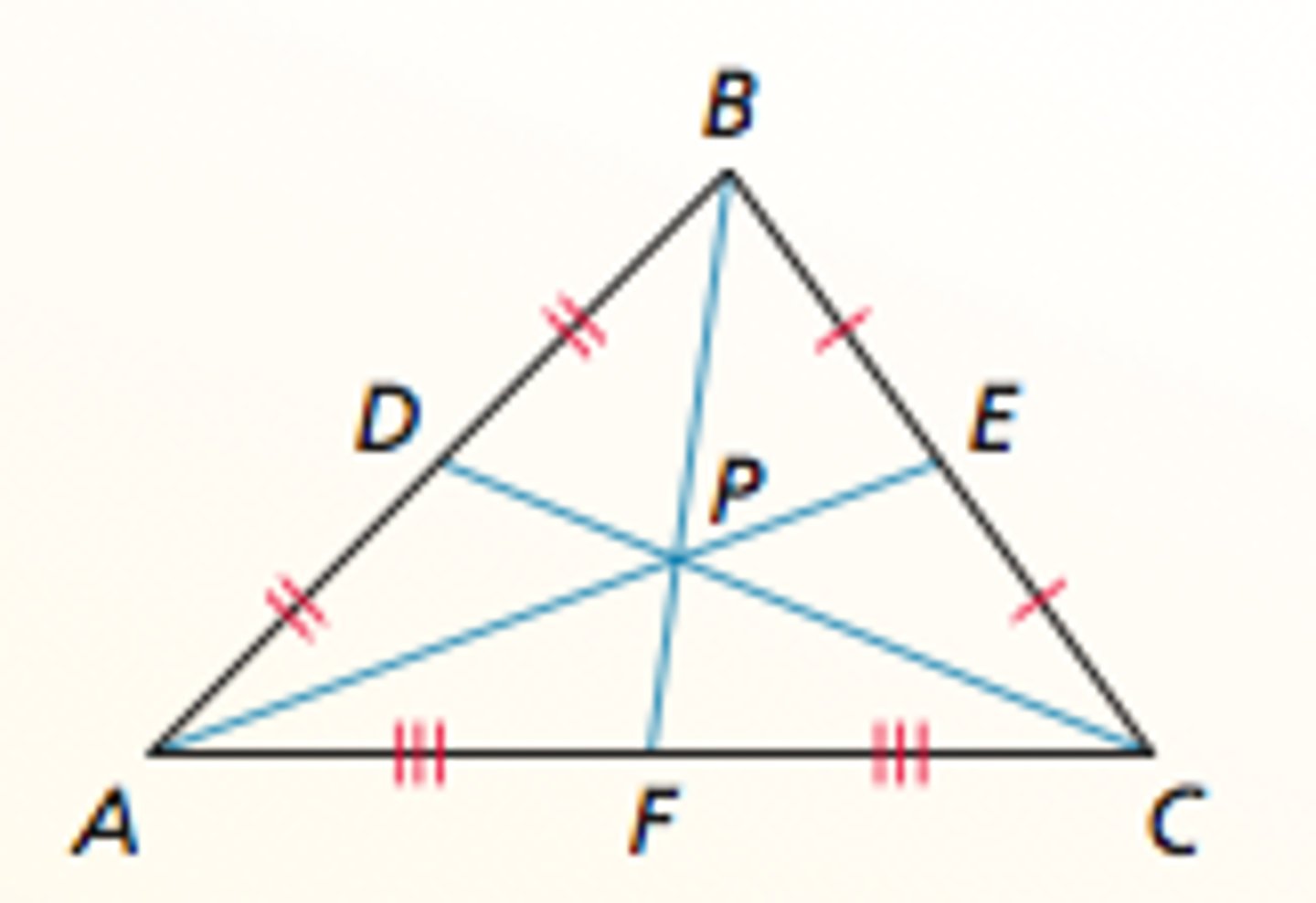 <p>The centroid of a triangle is two-thirds of the distance from each vertex to the midpoint of the opposite side.</p>