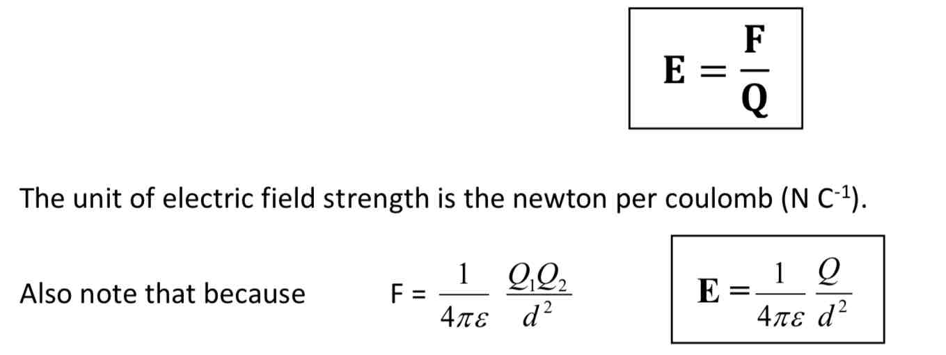 <p>The force <strong>per unit charge </strong>at that point.</p>