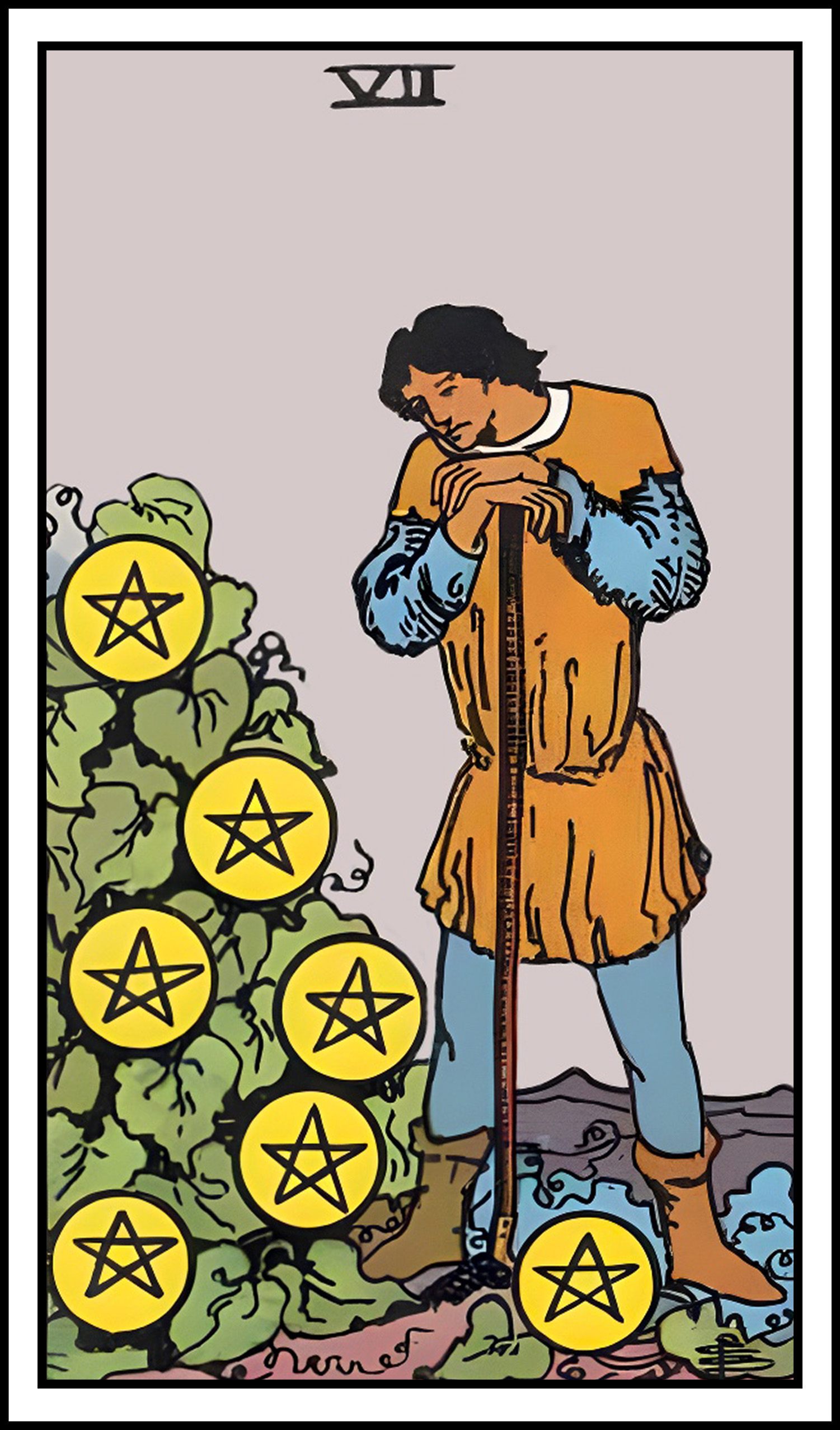 <p>7 of pentacles</p>