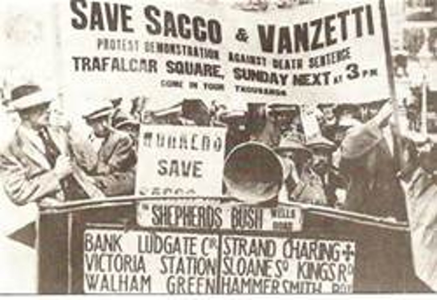 <p>Nicola Sacco and Bartolomeo Vanzetti were Italian immigrants charged with murdering a guard and robbing a shoe factory in Braintree, Massachusetts. The trial lasted from 1920-1927. Convicted on circumstantial evidence; many believed they had been framed for the crime because of their anarchist and pro-union activities.</p>