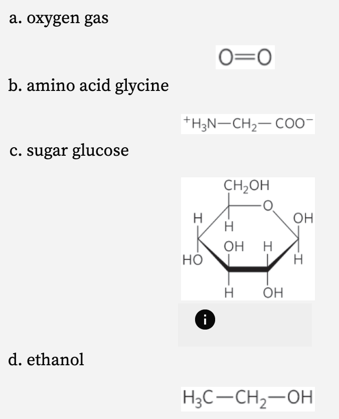 <p>Which substance is LEAST soluble in water? (SC2.4)</p>