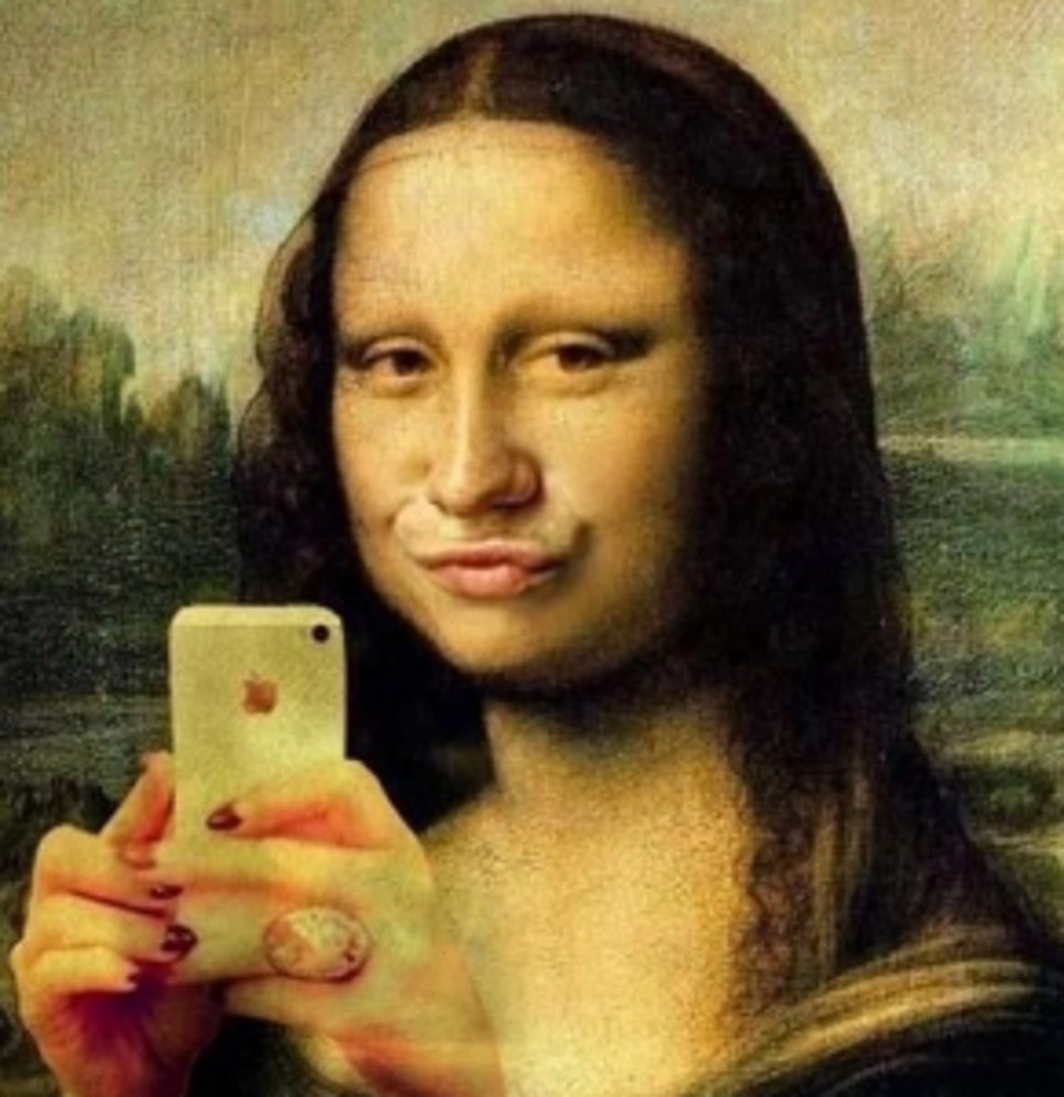 <p>tomar un selfie</p>