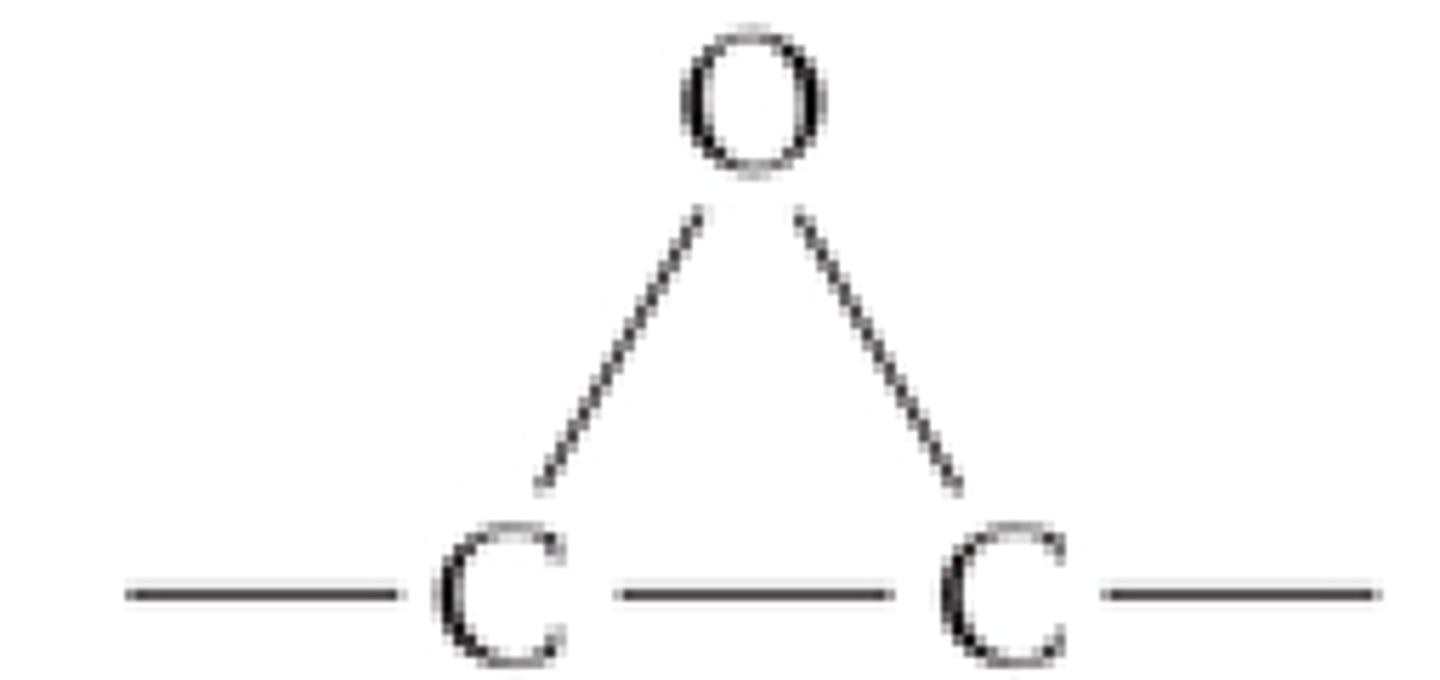 <p>triangle of single bonds created from an ether</p>