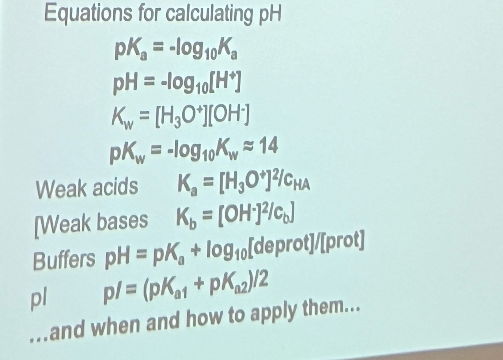 <p>pKw= pKa + pKb</p>