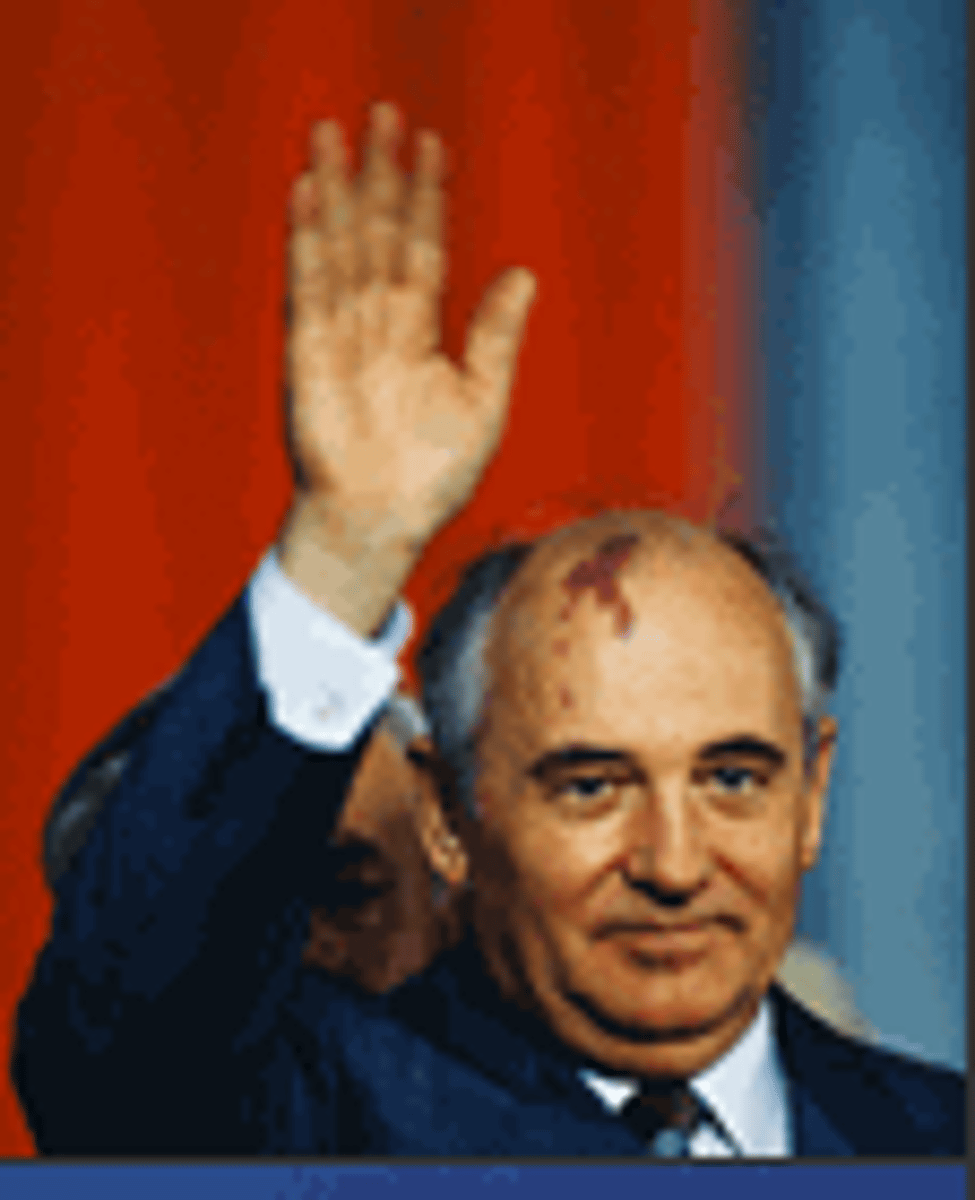 <p>(1931- ), leader of the Soviet Union from 1985 to 1991. His policies of Perestroika and Glasnost, which aimed at revitalizing the Soviet Union contributed to the downfall of communism.</p>