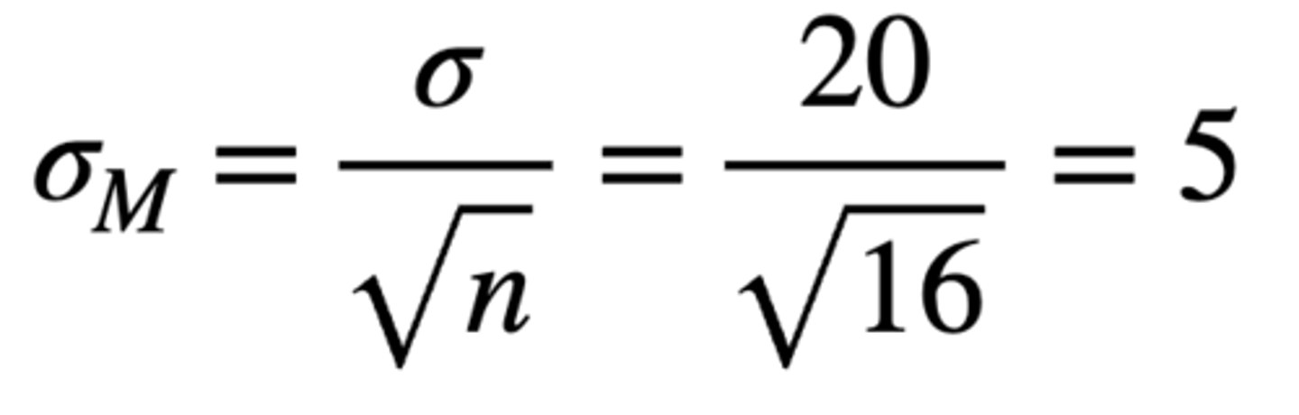 <p>- Shape is normal (because population is already normally distributed)</p><p>- Mean of the sampling distribution of the means = population mean = 80</p><p>- Standard error of M = 5</p>