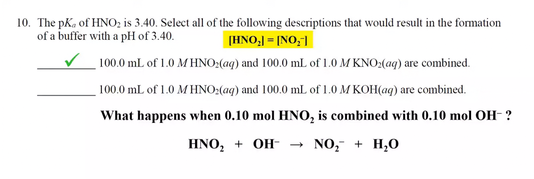 First scenario is like the one above -- second one already gives you a weak acid