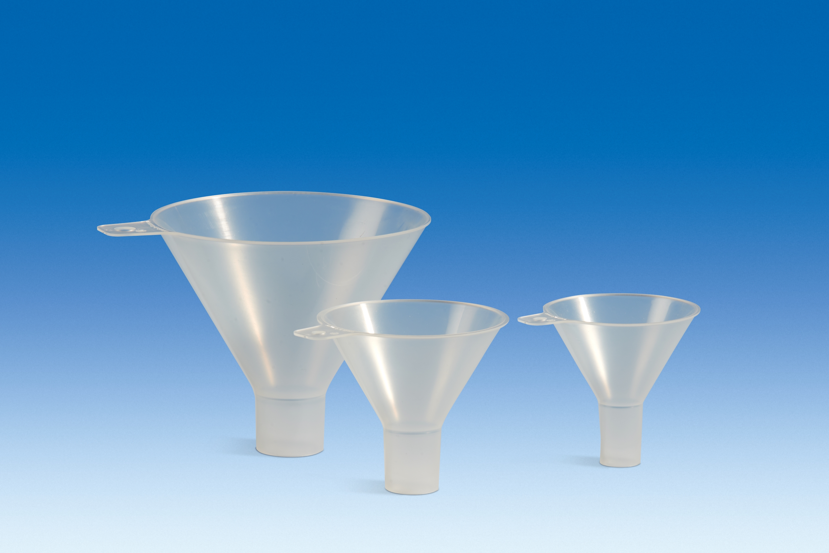 <p>Type of Funnel</p><p>Appearance - typical funnels but have a wider spout and short neck</p><p>Uses - to channel liquids or fine-grained chemicals (powders) into labware with a narrow neck or opening,</p><ul><li><p>enable the clean transfer of powders, granulated materials, or other solids</p></li></ul>