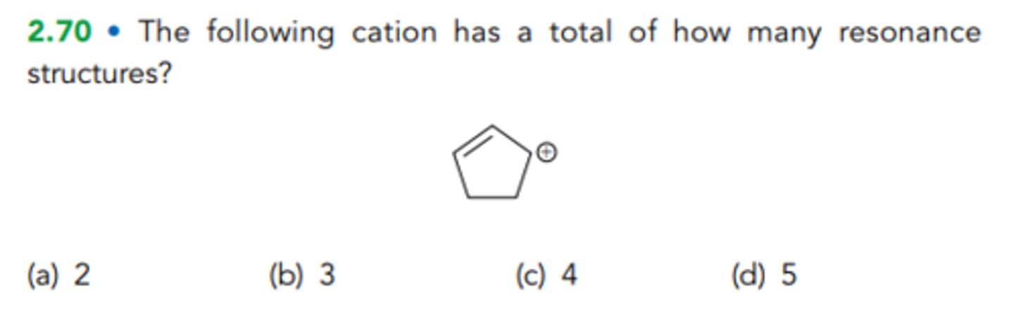 <p>The following cation has a total of how many resonance structures?</p>