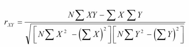 * X = predictor variable (independent variable)
* Y = criterion variable (dependent variable)
* N = total number of participants (or scores) XY pairs 