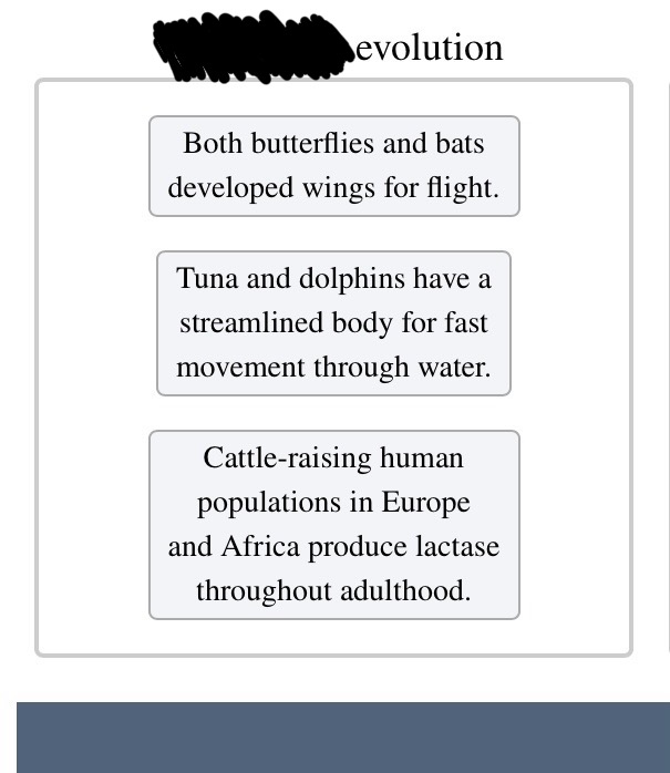 <p>Classify each scenario as describing convergent evolution, evolutionary reversal, or a synapomorphy.</p>