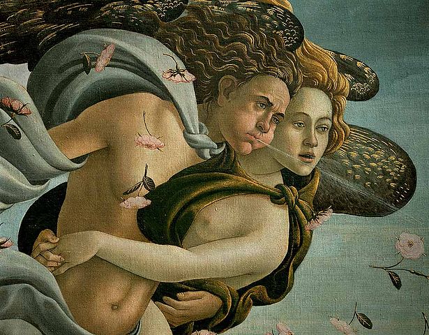 <p>Birth of Venus;</p><p>Sandro Botticelli c. 1484-1486, tempera on canvas — true painter isn’t known, could be someone from his guild</p><p>Goddess Venus arriving from the Sea to the shore — Father is Neptune</p><p>Zephyrus and Aura — wind and Spring — flow her to shore, interpretations of deities vary</p><p>Spring represents fertility, cloths her</p><p>Title was given in the 1800s, very little is known about the painting</p><p>Elongated body, scoliosis — doesn’t follow naturalism or humanism, Venus has gothic features </p><p>Hyper Detailed patterns, lots of gold</p><p>Neoplatonism: Connected to Contrapposto and mythology — all goodness stems from God. Rare to combined myth with Christianity </p>