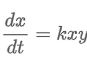 <p>“the rate dx/dt in which the disease spread is proportional to the number (#) of interactions between diseased people x(t) &amp; unexposed people y(t)”</p>