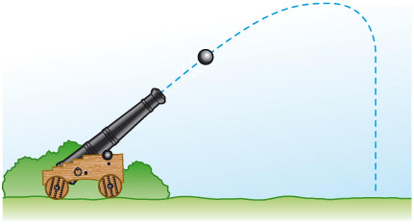 <p>the curved path of an object thrown into space</p>