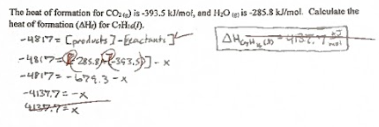 <p>The formula for ΔH (Heat of Reaction) is ΔH = ΣH(products) - ΣH(reactants), representing the change in enthalpy during a chemical reaction. </p>