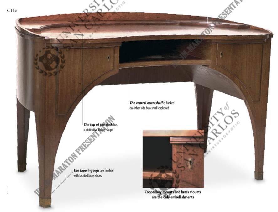 <p>Desk designed by Henri Van de Velde; a mahogany desk with an organic sweeping shape that is characteristic of his streamlined style. A furniture used for ladies</p>