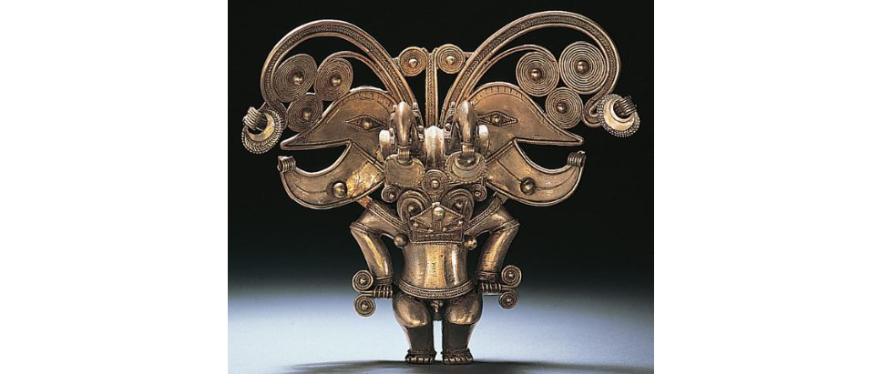 <p>Pendant in the form of a bat-faced man </p>