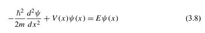 a differential equation whose solution, psi(x), describes a particle of mass m moving in a potential field described by V (x).