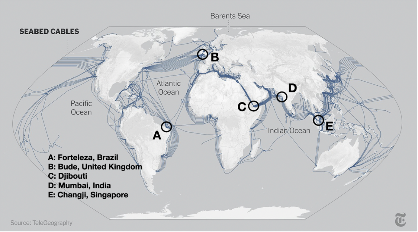 <p>A. Forteleza, Brasil B. Bude, United Kingdom C. Djibouti D. Mumbai, India E. Changji, Singapore</p>