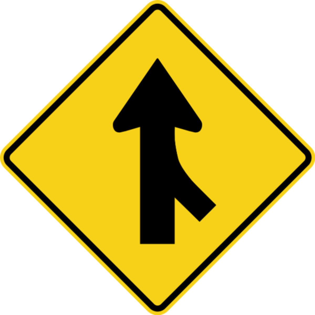 <p>Merging traffic. Traffic may be merging into your lane from another roadway. Be ready to either changes lanes or allow other traffic to merge into your lane.</p>