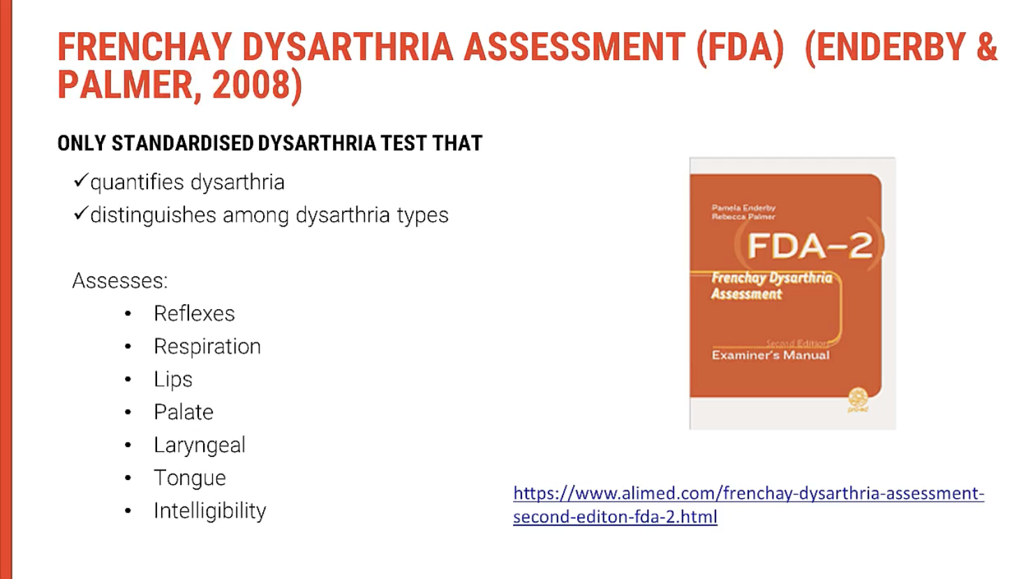<p>The <span><strong>Franchises Offer</strong></span> is commonly used in Australian hospitals and community health centres for <span><strong>dysarthria assessment</strong></span>. It provides a <span><strong>standardised tool</strong></span> to evaluate speech and communication functions in a structured manner. The test incorporates <span><strong>extended oral examination</strong></span> and focuses on multiple <span><strong>speech subsystems</strong></span>, including <span><strong>respiration</strong></span>, <span><strong>phonation</strong></span>, <span><strong>resonance</strong></span>, <span><strong>articulation</strong></span>, and <span><strong>prosody</strong></span>. It also considers <span><strong>reflexes</strong></span>, such as <span><strong>swallowing</strong></span> and <span><strong>coughing</strong></span>, and the ability to perform essential movements related to speech production.</p><p>&nbsp;</p><p><span data-name="brain" data-type="emoji">🧠</span><span><strong>&nbsp;Key Components of the Franchises Offer Test</strong></span></p><p><span data-name="lungs" data-type="emoji">🫁</span><span><strong>&nbsp;Respiration &amp; Phonation</strong></span></p><ul><li><p><span><strong>Respiratory Function:</strong>&nbsp;Evaluates breath control, ability to generate sufficient airflow for speech, and endurance.</span></p><ul><li><p><span><strong>Resting Rates &amp; Cough Reflex</strong>: Assesses cough strength, indicating respiratory health and phonation ability.</span></p></li><li><p><span><strong>Sustained Phonation Tasks</strong>: Measures the ability to sustain sound production, indicating lung and laryngeal health.</span></p></li></ul></li></ul><p><span data-name="microphone" data-type="emoji">🎤</span><span><strong>&nbsp;Articulation &amp; Resonance</strong></span></p><ul><li><p><span><strong>Lip Function &amp; Sealing:</strong>&nbsp;Assesses the ability to form a seal with lips, important for producing certain speech sounds.</span></p><ul><li><p><span><strong>Lip Movement &amp; Strength</strong>: Ability to protrude and retract lips for articulation.</span></p></li></ul></li><li><p><span><strong>Tongue Movement:</strong>&nbsp;Assesses tongue agility and range for speech production.</span></p><ul><li><p><span><strong>Lateral and Vertical Movements:</strong>&nbsp;Ensures proper tongue positioning for clear articulation.</span></p></li></ul></li></ul><p>&nbsp;</p><p><span data-name="speaking_head" data-type="emoji">🗣</span><span><strong>&nbsp;Intelligibility Assessment</strong></span></p><ul><li><p><span><strong>Word-level Intelligibility:</strong>&nbsp;Assesses how well individual words are understood.</span></p></li><li><p><span><strong>Sentence-level Intelligibility:</strong>&nbsp;Evaluates the clarity and accuracy of full sentences.</span></p></li><li><p><span><strong>Conversational Intelligibility:</strong>&nbsp;Measures the overall ability to communicate during a natural conversation.</span></p></li></ul><p>&nbsp;</p><p><span data-name="scales" data-type="emoji">⚖</span><span><strong>&nbsp;Additional Factors Considered</strong></span></p><ul><li><p><span><strong>Hearing:</strong>&nbsp;Evaluates the impact of hearing loss on speech production and intelligibility.</span></p></li><li><p><span><strong>Vision:</strong>&nbsp;Assesses how visual impairments may affect communication strategies.</span></p></li><li><p><span><strong>Dentition:</strong>&nbsp;Looks at how dental issues (e.g., missing teeth) may affect articulation.</span></p></li><li><p><span><strong>Posture &amp; Sensation:</strong>&nbsp;Assesses posture and how it influences speech production, particularly the movement of the head, neck, and facial muscles.</span></p></li></ul><p>&nbsp;</p><p><span data-name="memo" data-type="emoji">📝</span><span><strong>&nbsp;Evaluation Criteria</strong></span></p><p>The <span><strong>Franchises Offer</strong></span> evaluates:</p><ul><li><p><span><strong>Resting Speech Patterns</strong>: Resting rates and muscle control.</span></p></li><li><p><span><strong>Intentional Movement</strong>: During voluntary actions such as&nbsp;<strong>swallowing</strong>,&nbsp;<strong>sucking</strong>, and&nbsp;<strong>lip protrusion</strong>.</span></p></li><li><p><span><strong>Speech Tasks</strong>: Includes simulation of everyday conversational scenarios for real-world applicability.</span></p></li></ul><p>&nbsp;</p><p><span data-name="arrows_counterclockwise" data-type="emoji">🔄</span><span><strong>&nbsp;Why This Assessment is Key</strong></span></p><ul><li><p><span>The&nbsp;<strong>Franchises Offer</strong>&nbsp;provides an in-depth analysis of multiple&nbsp;<strong>speech subsystems</strong>, enabling clinicians to understand the&nbsp;<strong>functional limitations</strong>&nbsp;and&nbsp;<strong>compensatory strategies</strong>&nbsp;a client may use.</span></p></li><li><p><span>By integrating&nbsp;<strong>intelligibility measures</strong>&nbsp;with&nbsp;<strong>motor assessments</strong>, this tool gives a comprehensive view of a patient's speech capabilities and limitations across&nbsp;<strong>several speech modalities</strong>.</span></p><p></p></li></ul><p></p>