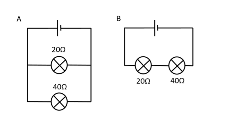 <ol start="26"><li><p>Explain which bulb is brighter in each case.</p></li></ol><p></p>