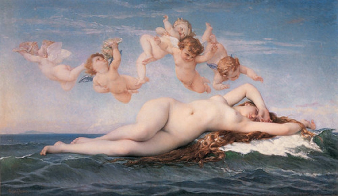 <p>Alexandre Cabanel ; style pompier, achetée par Napoléon III, critiquée par Zola</p>