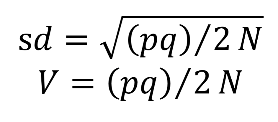 magnitude, variance, change in allele frequency, proportional to population size