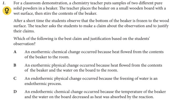 <p>Which of the following is the best claim and justification based on the students observation?</p>