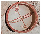 <p>- Bowl divided into sections with Palm Tree and line design</p>