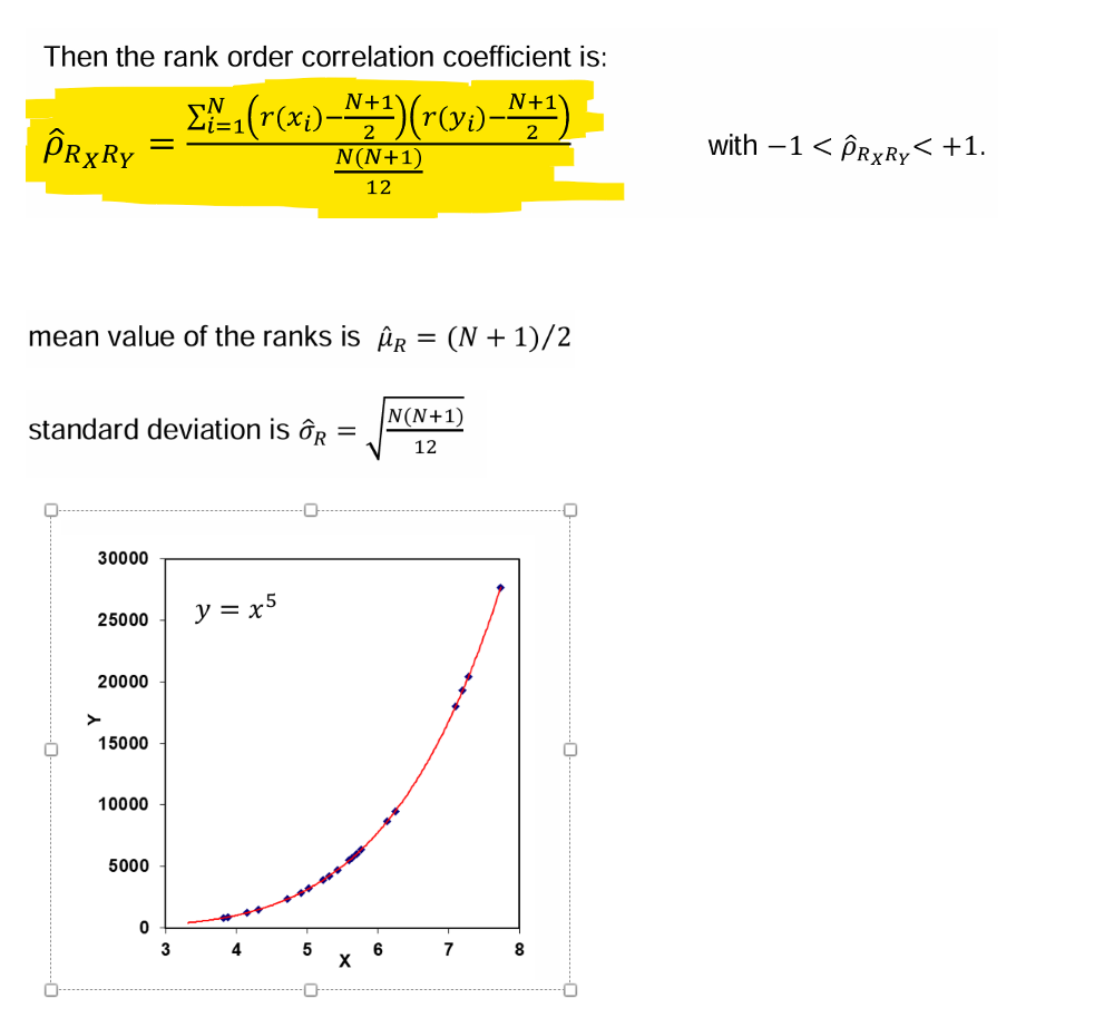 <p>It’s a measure for the <strong>intensity </strong>of <strong>any non-linear, but monotonic relationship</strong> (dependency) between the random variables 𝑋 and 𝑌.</p>