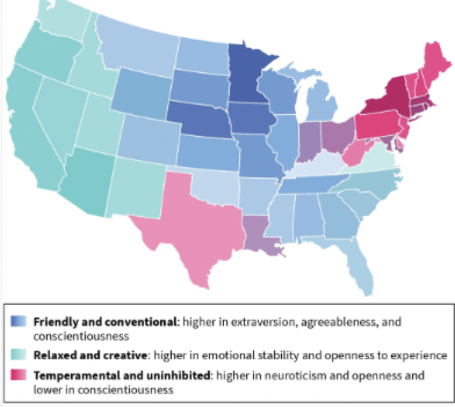 * Differences exist in the average levels of traits across cultures 
  * Political and cultural forces also shape how someone perceives average trait levels in their own culture, which is not always accurate 
  * Regional differences have been found in America