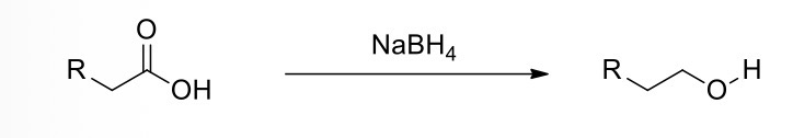 <p>Carboxylic acid —> Alcohol (reduction)</p>
