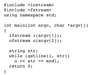 <p>(6 points) The following program does not have any error checking but it compiles without error. If given good input, it will run without any problems. What does this program do? Assuming the executable is named a.out, give an example of how the program is run. Keep your answer short—don't explain all the details.</p>
