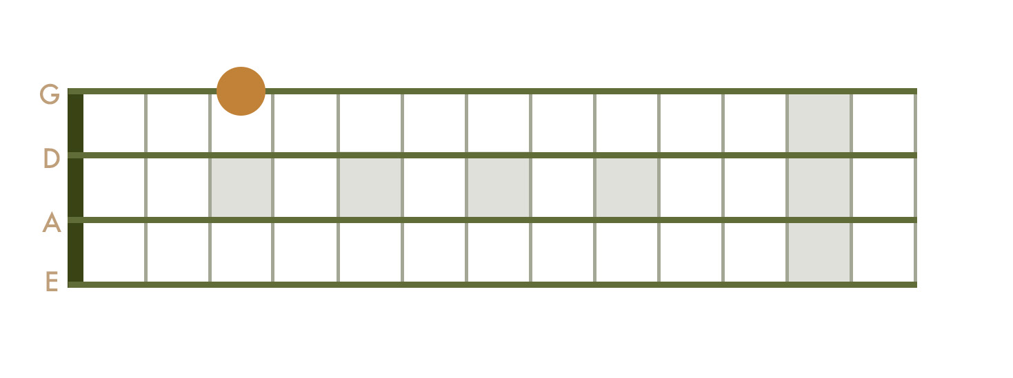 <p>3rd Fret - G String</p>