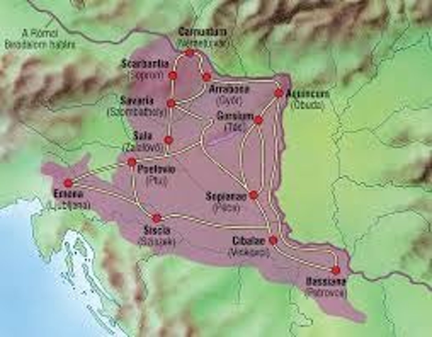 <p>Mai Dunántúlt, Burgenlandot, a Bécsi-medencét,</p><p>Szlovéniát és Horvátország északi területeit magába foglaló római provincia elnevezése az I. és az V. század között. A név az egykor az itt élő kelta eredetű népességet (pannonok) idézi.</p>