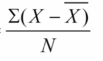 * Presents an overall “picture” of how a score deviates from the mean
* N = Total number of participants
* Problem
  * Average deviation will always sum to ZERO
  * Scores are balanced around the mean