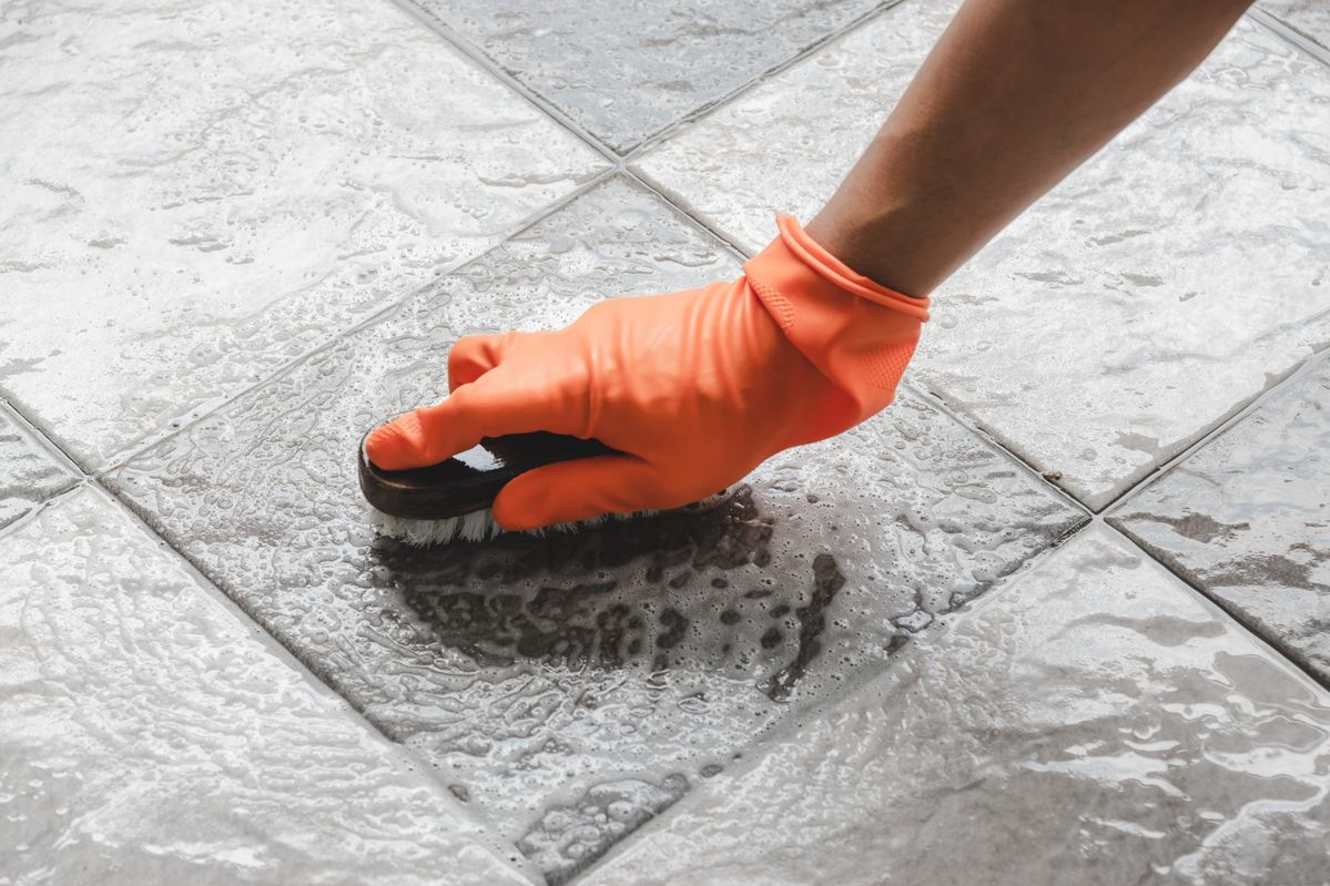 <p>scrub the floor</p>