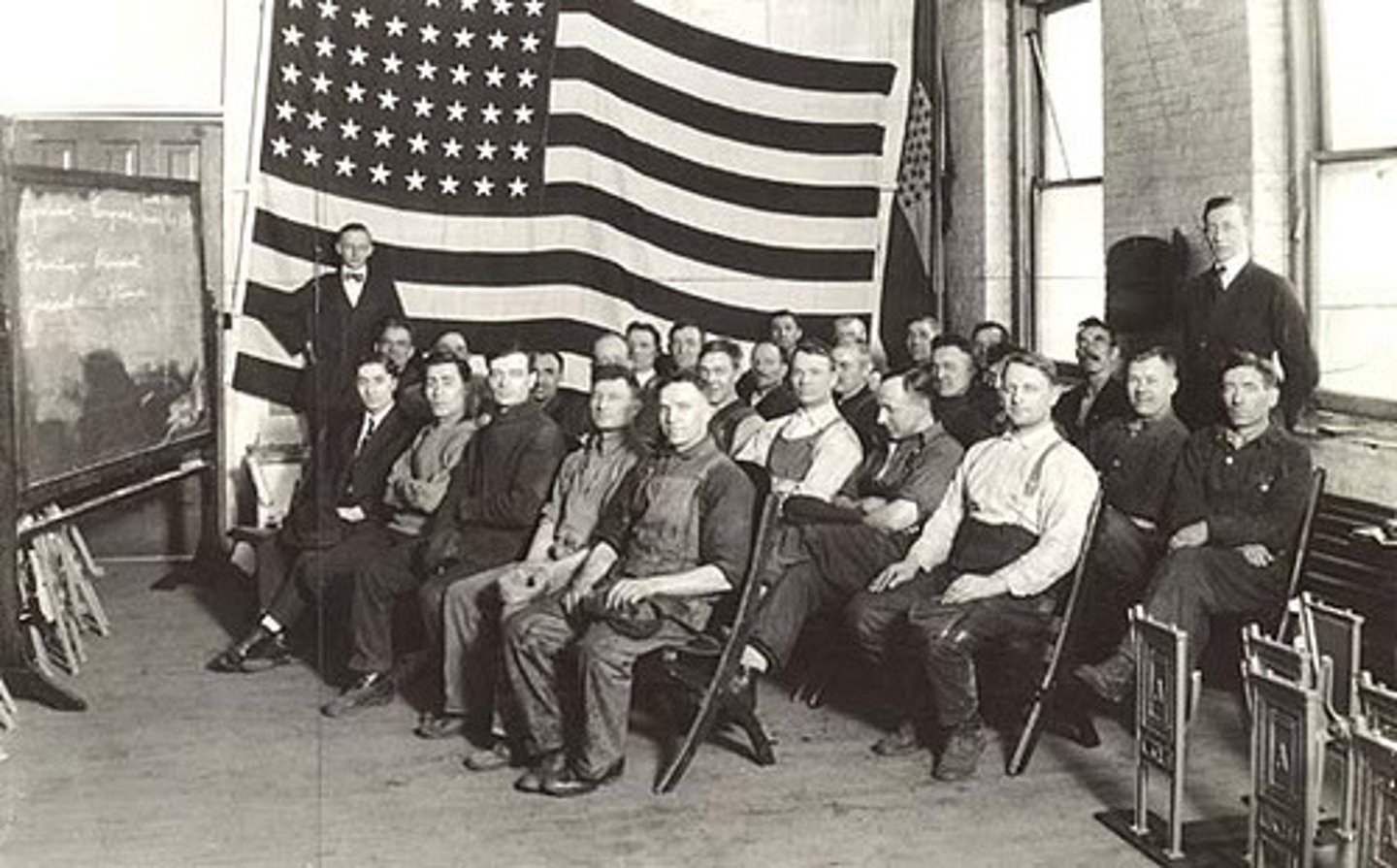 <p>Newcomers to the United States learned about their new country through THIS education program.</p><p>Under this program, schools taught immigrants English, and American History and Government.</p><p>These subjects helped immigrants become citizens.</p>
