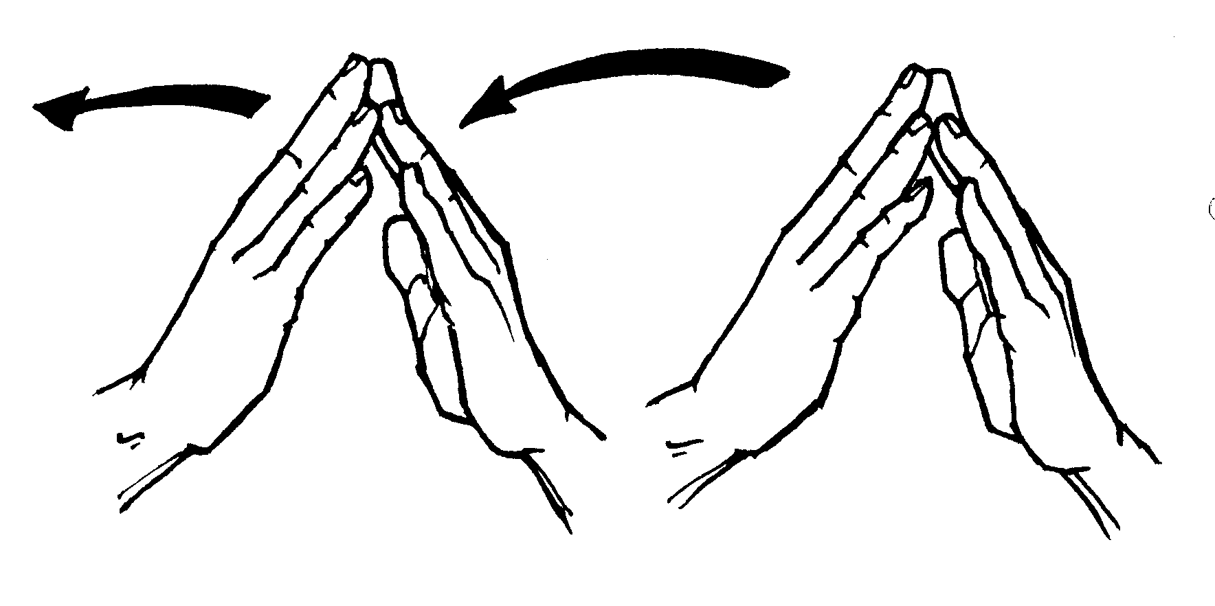 <p><span style="font-size: medium">&nbsp;touch your hands together as if showing a roof top. Separate them slightly as you move the hands to the side and touch the hands together again.&nbsp;</span></p>