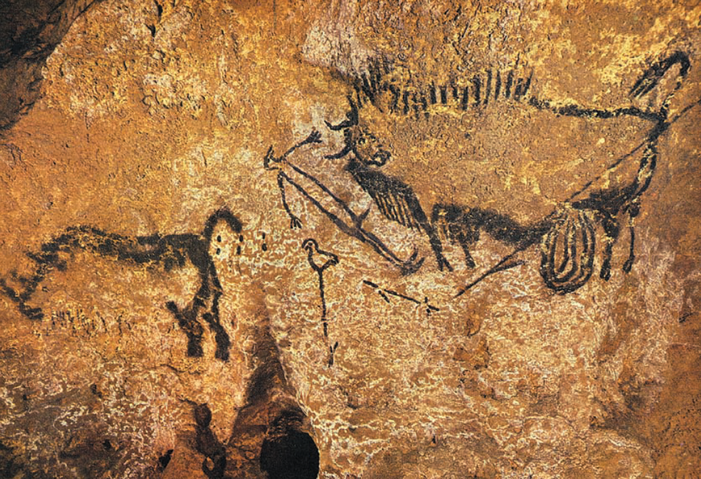 <ul><li><p>Paleolithic</p></li><li><p>Shows a story possibly one of the earliest ones</p></li></ul><p></p><p></p>