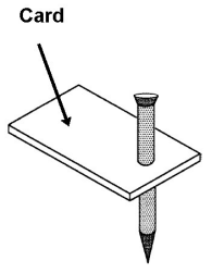 <p>Push the pin through a card and hold the card away from the pin. Once the pin is in the card can be torn off</p>