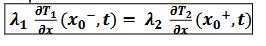 <p><em>se retrouve en calculant le flux thermique de chaque côté de l’interface et en égalisant les deux expressions</em></p>