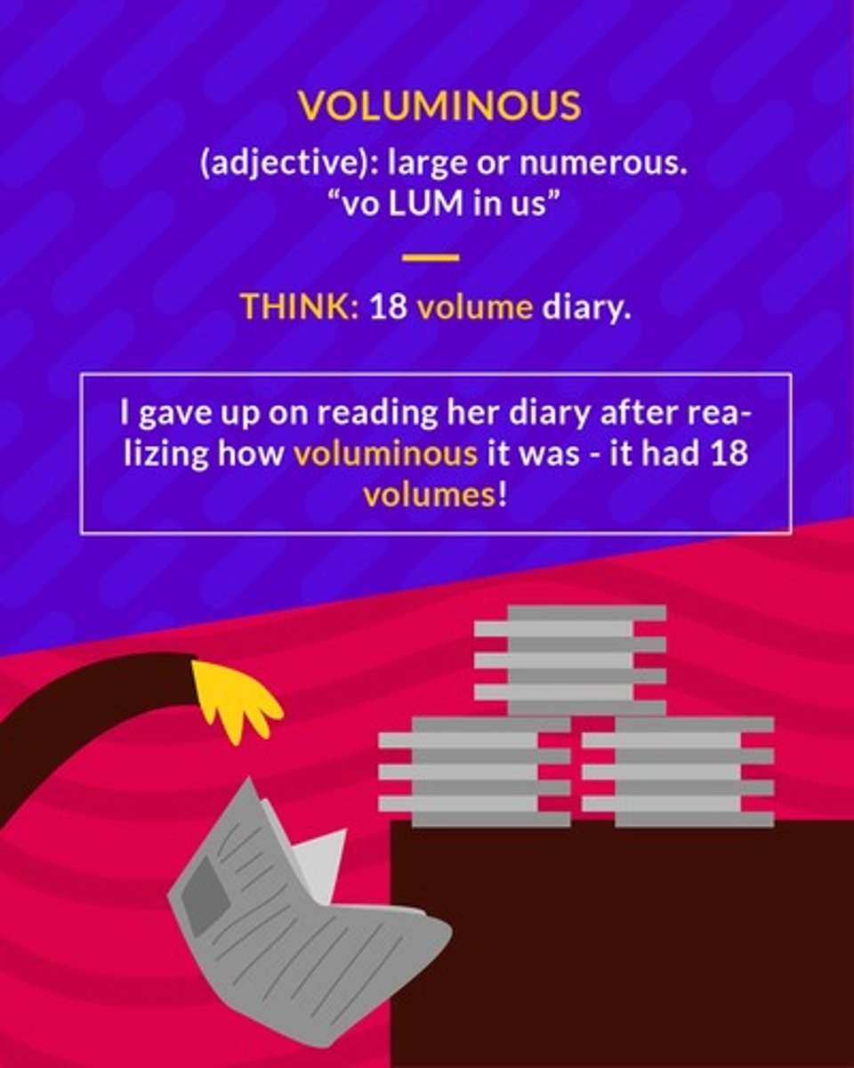 <p>of great size; numerous</p>