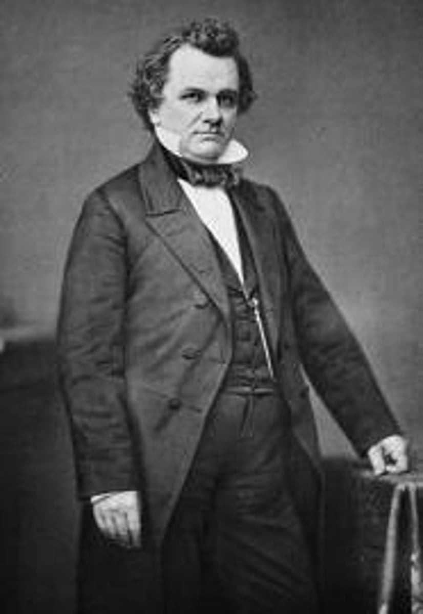 <p>A moderate, who introduced the Kansas-Nebraska Act in 1854 and popularized the idea of popular sovereignty.</p>