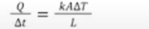 <p>Q/t=kAT/L</p><p></p>