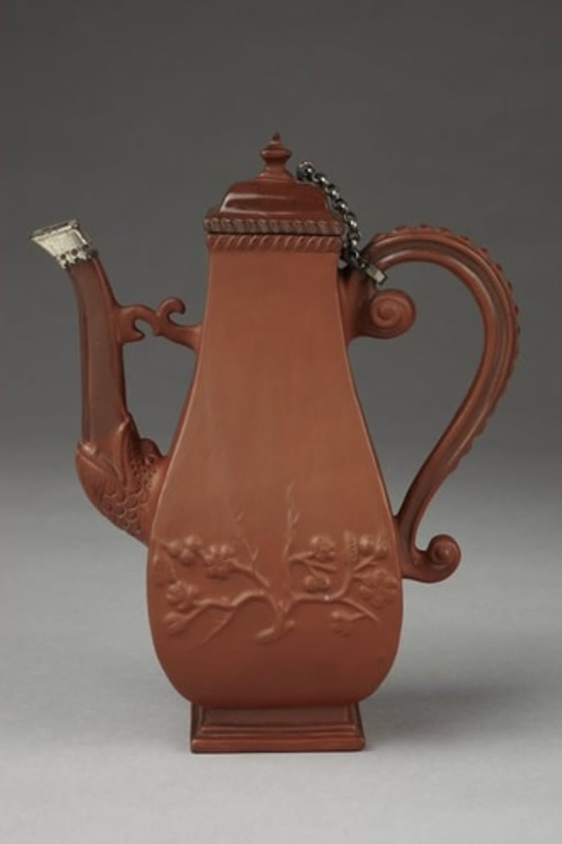 <p>high-fired red stoneware which was used both for wares and for figures</p>