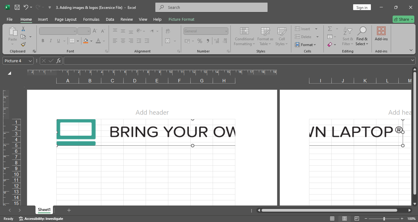 <p><strong>Correct Answer: C.</strong> Excel prevents the image from going beyond the margins<br><br><strong>Explanation:</strong><br>Excel <strong>prevents the image from moving beyond the page margins</strong>. If you need more space, you can <strong>adjust the margins</strong> using the Page Layout → Margins → Custom Margins option.</p>