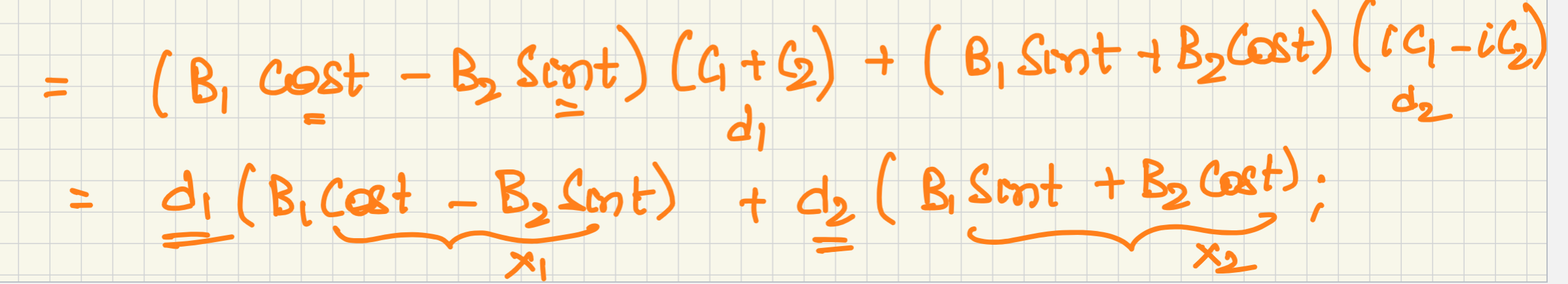 <p>Where B1 is the real component of the eigenvector and B2 is the imaginary component</p>