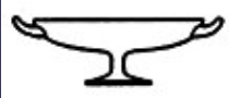 <p>squat, wide drinking cup with short handles that point outward</p>